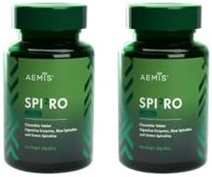 WELLOUS Aemis Spi2ro Plus Spirulina Natural Plant-Based Ingredients Fiber - Natural Nutrient Absorption Beauty Rejuvenation Remove Bad Breath 60 Tablets/Box (Pack of 2)