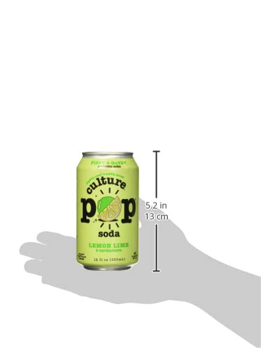 Culture Pop Lemon Lime &amp Cardamom Probiotic Soda Plant Based 12 Fluid Ounces (Pack Of 12)