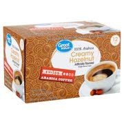 Great Value 100% Arabica Creamy Hazelnut Coffee Pods Medium Roast 12 Count- 0.34 oz each (Pack of 2)