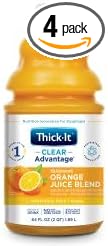 Thick-It AquaCare H2O: Pre-Thickened Orange Juice (Honey-thick liquid) (1 Case: 4 x 46 oz. Bottles)
