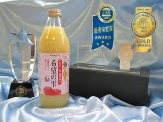 Kibou no Shizuku - Droplets of Hope Premium Aomori Apple Juice 100% Pure Variety Blend No Preservatives Monde Selection Gold Medal Winner - 1000ml (33.8 fl oz)　(pack of 2 bottles)