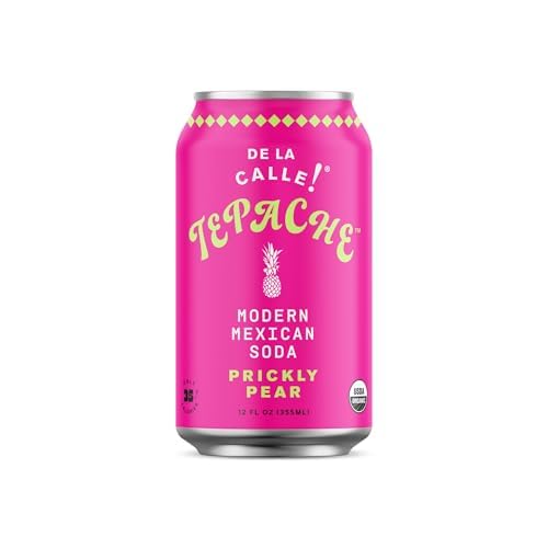 De La Calle Tepache - Cactus Prickly Pear - Modern Mexican Soda - Craft Fermented Pineapple Sparkling Beverage - Certified Organic Antioxidant Rich Non-Alcoholic Healthy Soda Low Sugar Low Calori