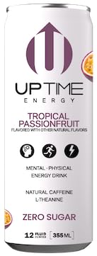 UPTIME - Tropical Passionfruit 12 Pack - Zero Sugar Premium Energy Drink 12oz Cans Natural Caffeine Natural Flavors