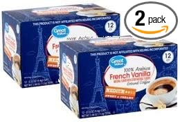 Great Value French Vanilla Ground Coffee Single Serve Cups Light Roast 12 Count (Pack of 2)