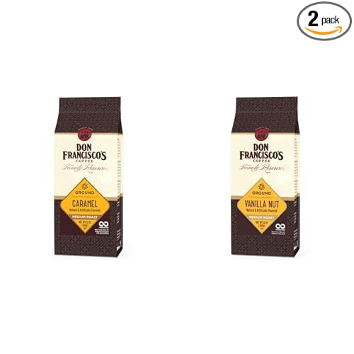 Don Francisco's Flavored Ground Coffee Bundle – Vanilla Nut &amp Caramel Medium Roast 100% Arabica 2-Pack (12 oz Bags)