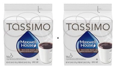 Tassimo Maxwell House Dark Roast Coffee Single Serve T-Discs 14 T-Discs (2 Pack) {Imported from Canada}