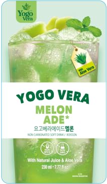 Yogo Vera Melon Ade Korean Drink Pouches – Authentic Korean Convenience Store Beverage with Sweet Melon Flavor Refreshing Juice Pouch (10 Pack)