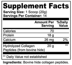 Grass-Fed Hydrolyzed Collagen Peptides Powder Unflavored 0.62lb Types 1 &amp 3 Skin Hair Nails Support