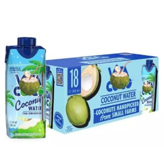 Pure Organic Coconut Water – Natural Hydration Drink with Electrolytes 11.1 oz Cartons Pack of 18