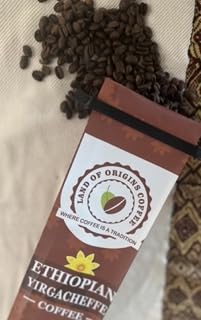 Land of Origins Coffee ETHIOPIAN YIRGACHEFFE GROUND Natural medium Roast Coffee - 12oz