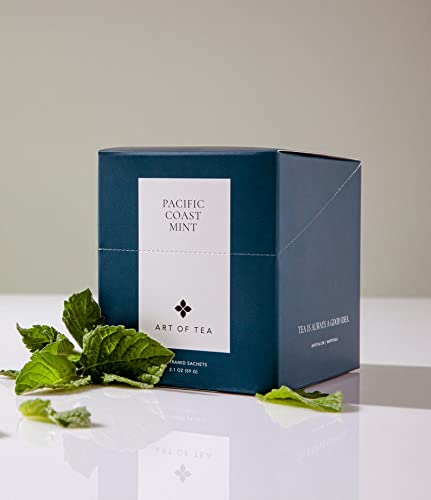 Art of Tea | Pacific Coast Mint (Naturally Caffeine Free) | 12 Pyramid Peppermint Tea Bags Sachet