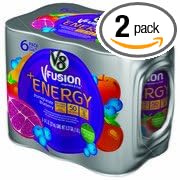 V8 V-Fusion Pomegranate Blueberry Flavored Vegetable &amp Fruit Juice + Energy 8 oz 6pk(Case of 2)