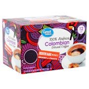 Great Value 100% Arabica Colombian Medium Dark Ground Coffee Pods 0.33 oz 12 count (Pack of 6)