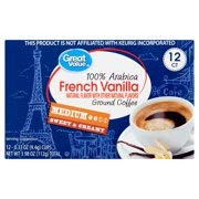 Great Value French Vanilla Ground Coffee Single Serve Cups Light Roast 12 Count (Pack of 2)