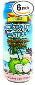 Coconut Water with Pulp by Jamaican Choice(6-Pack) 16.9 fl.oz