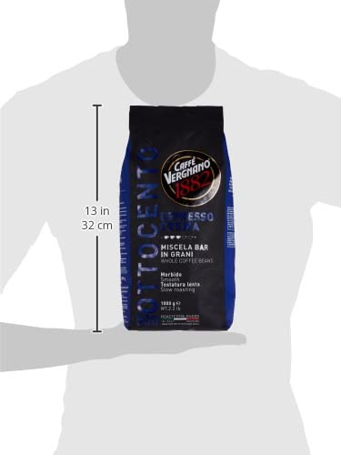 Caffe Vergnano Espresso Roast Crema 800 Blend Whole Bean Coffee | 2.2 Lb Bag (1 kilo) | Imported from Italy