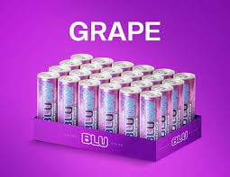 Blu Day Energy Drink - Grape Flavor | 24-Pack of Healthy Energy Drinks | Low Sugar Antioxidant-Rich Caffeinated Refreshment (8.4 fl oz Cans)