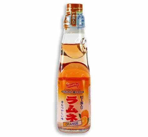 Ramune Japanese Carbonated Soda Drink Variety Pack 6 Bottles Yuzu and Orange Flavors