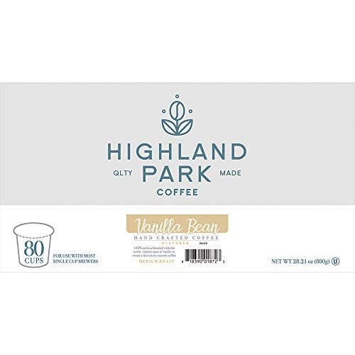 Highland Park Coffee Single Serve Pods Compatible with Keurig K Cup Brewers Vanilla Bean 80 Count