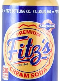 12PK Fitz's Premium Cream Soda St Louis Craft Soda 16oz Aluminum Bottles (Full Case)