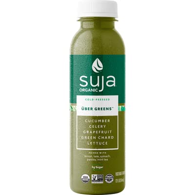 Suja Uber Greens Organic Vegan Fruit &amp Vegetable Juice Drink - Gluten and Dairy free - No Preservatives and Flavors Added - Ready Set Gourmet Donate a Meal Program - 6 Pack (12oz Each)