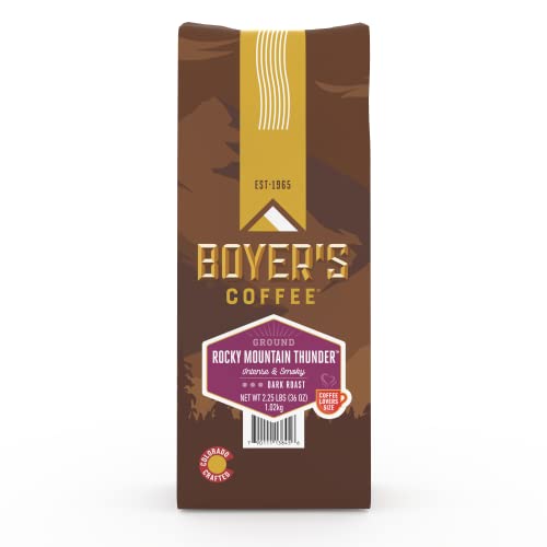 Boyer's Coffee Rocky Mountain Thunder Coffee Dark Roast Whole Bean 2.25lb Bag (1-Count)