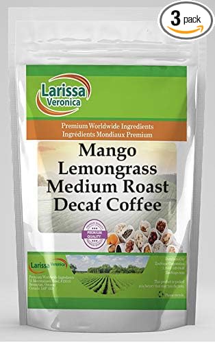 Mango Lemongrass Medium Roast Decaf Coffee (Gourmet Naturally Flavored Whole Coffee Beans) (8 oz ZIN: 560857) - 3 Pack