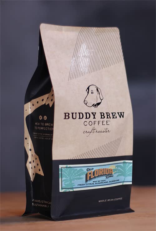 Buddy Brew Coffee Old Florida Roast- Medium Roast Whole Bean - Sustainably Sourced in Brazil &amp Colombia-2lb Bag GREAT VALUE-Specialty Grade Coffee- well balanced wtih notes of CitrusSugarcane &a