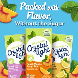 Crystal Light On The Go Peach Mango Green Tea Drink Mix 10-Packet Box (Pack of 8)