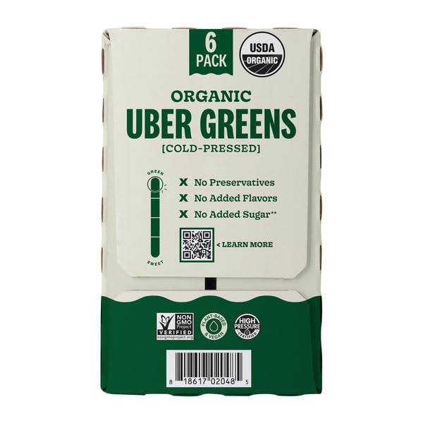 Variety Pack Of 12 | ( Organic Ginger Love Cold Pressed Lemon Ginger Apple  10.5 oz 6-count ) &amp ( Organic Uber Greens Cold Pressed 1 Serving of Fruits and Vegetables  10.5 oz 6-count ) | Pl
