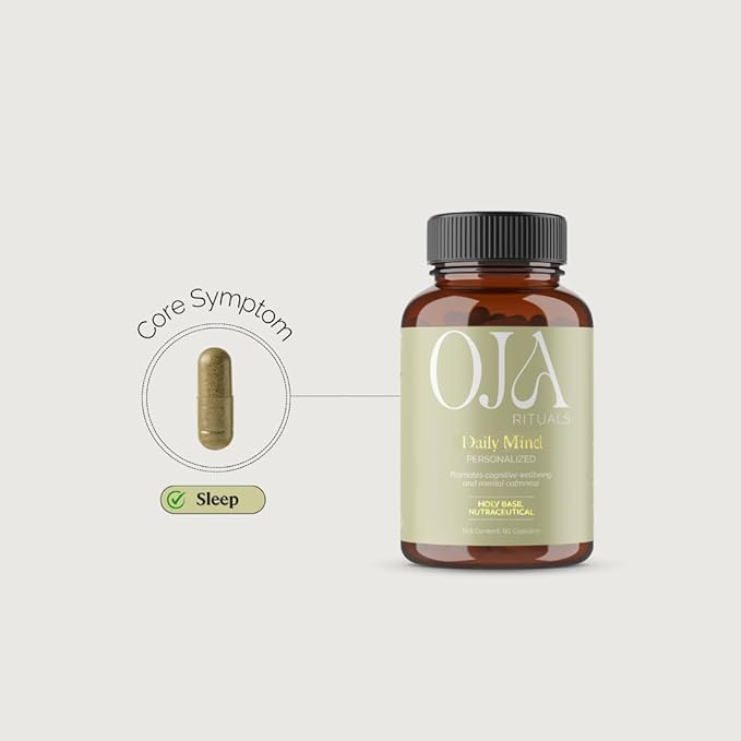 Oja Rituals Daily Mind Clean Nutraceuticals Tulsi (Holy Basil) – Natural Stress Support Sleep Wellness &amp Cognition Health – 60 Vegan Capsules – Pure Tulsi (Holy Basil) Extract – Ayurvedic Adaptog