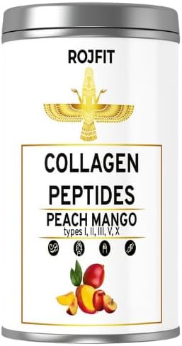 Collagen Powder Drink Mix with Types 1-5 Mango Peach Flavor for Skin Joint and Bone Health 100 gr/3.53