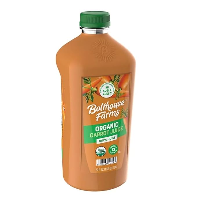 Bolt house Farm Organics 100% Carrot Juice | 52 oz (Pack of 3)