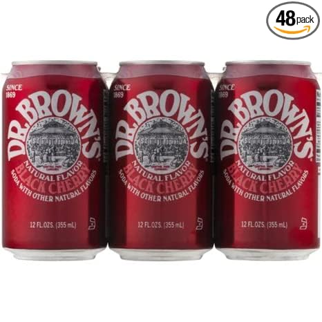 Dr. Brown Black Cherry Soda Pack of 48 12oz Cans