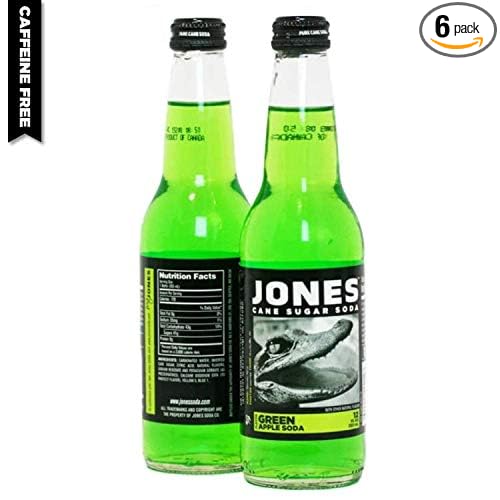 Jones Soda 12 ounce Glass Bottles (Green Apple 6 Bottles)