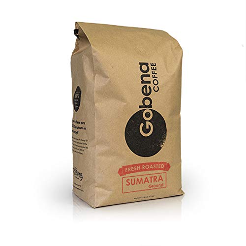 Gobena Coffee 5lb Sumatra Mandheling Grade 1 Ground Fresh Roasted Dark Roast 100% Arabica Specialty Coffee 80 ounces 5 pounds Bulk