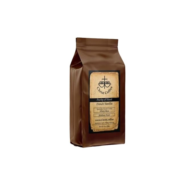 Christ Coffee Purity of Heart French Vanilla Whole Bean | Smooth and Creamy Flavor Perfect for Daily Brew | Freshly Roasted Rich Aroma 12 oz Bag