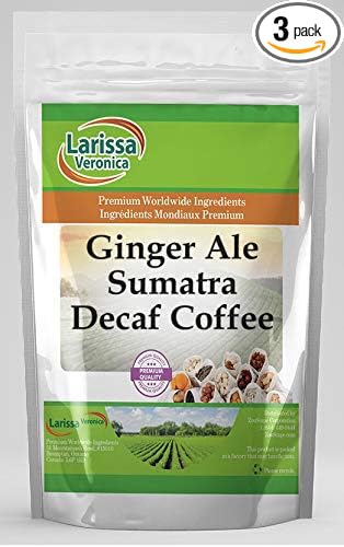 Ginger Ale Sumatra Decaf Coffee (Gourmet Naturally Flavored Whole Coffee Beans) (8 oz ZIN: 551927) - 3 Pack