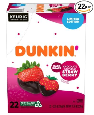 Dunkin' Dark Roast Chocolate Covered Strawberry K Cup Coffee 22 Ct