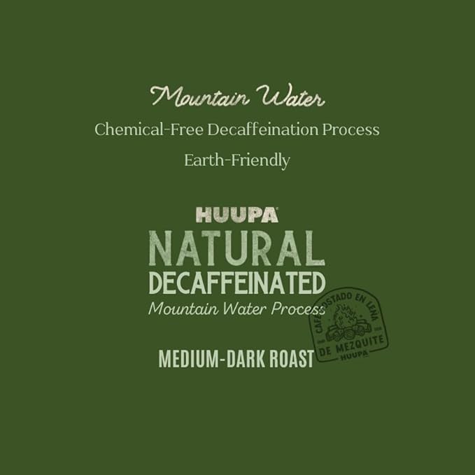 HUUPA Decaffeinated Natural Decaffeinated Coffee High-Altitude Veracruz Coffee with Floral and Fruity Aroma Ground Decaf 16 oz