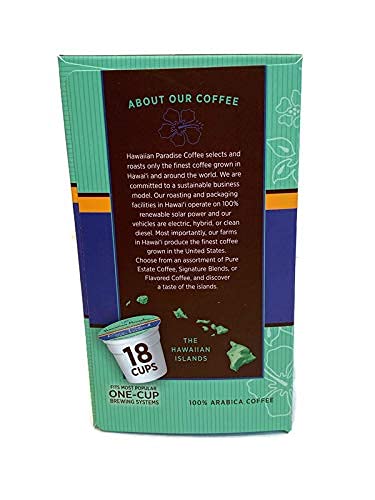 Hawaiian Paradise Coffee 10% Kona Dark Roast Decaffeinated -18 Count Single Serve Cups - Dark &amp Bold Flavor - Decaf - Compatible with Keurig K-Cup Brewers