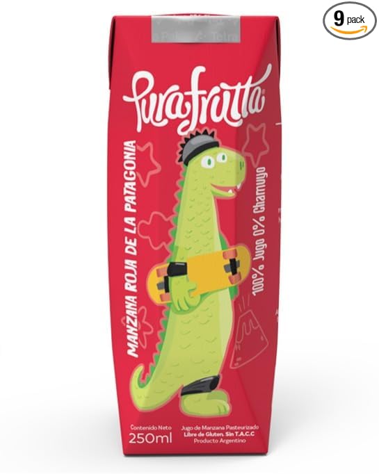 Pura Frutta Kids – Red Apple Juice – 8.5 fl oz Pack of 9 Mini Juice Bottles – 100% Fruit &amp Cold-Pressed Not From Concentrate (NFC) No Sugar Added – Patagonia Blend