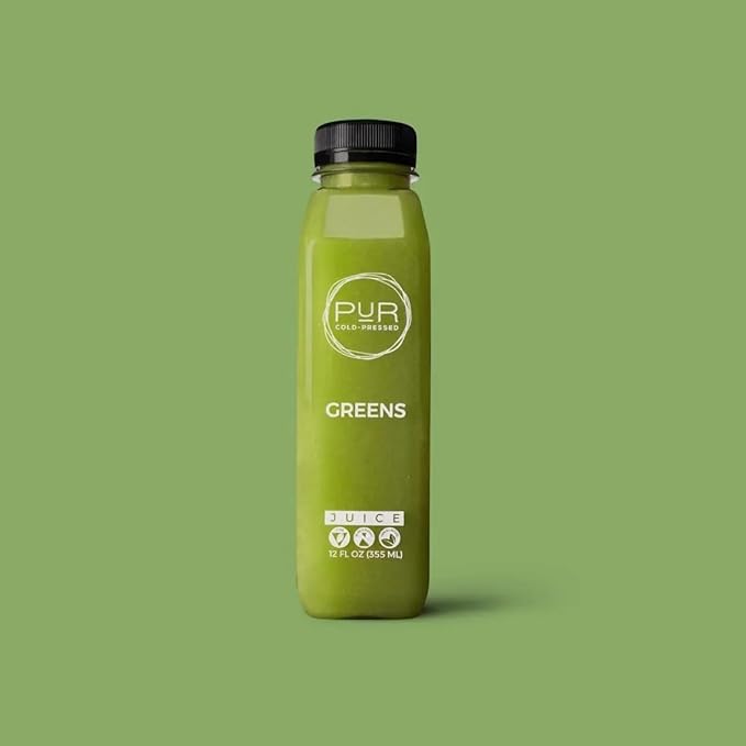PUR Cold-Pressed Juice – Mini Harmony 7 Day Cleanse – Greens Blue Chia and Pineapple Mint Juices plus Vanilla Almond Nut Mylk with Plant-Based Protein – Non-GMO Pressed at Source – 28 Bottles