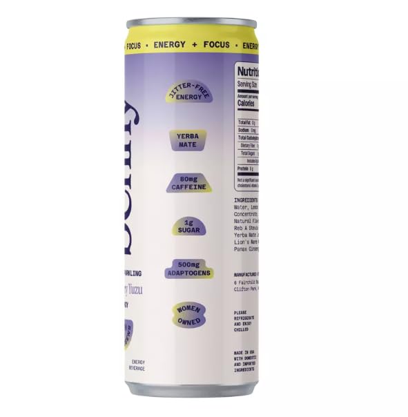 Benny Blackberry Yuzu Lightly Sparkling Energy Drink Refreshing Citrus Berry Flavor Clean Energy with Natural Caffeine Low Sugar 12 fl oz Can