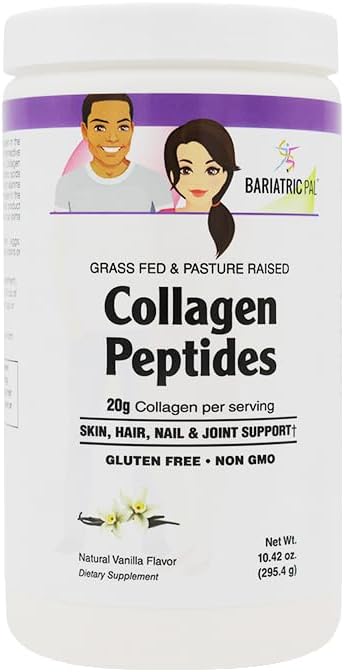 BariatricPal Collagen Peptides Powder (Hydrolyzed Type 1 &amp 3 Grass Fed) Skin Hair Nail &amp Joint Support - Vanilla