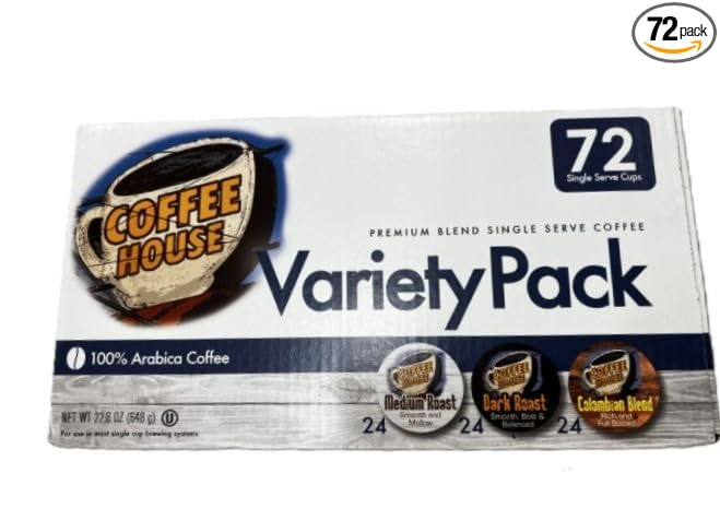 Coffee House Premium Blend Single Serve Coffee Variety Pack 72 count.