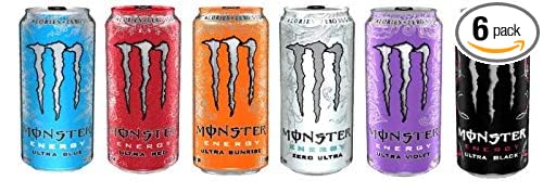Monster Energy Ultra Zero Sugar Energy Drinks 16 ounce cans (Variety Pack 1 6 Cans)