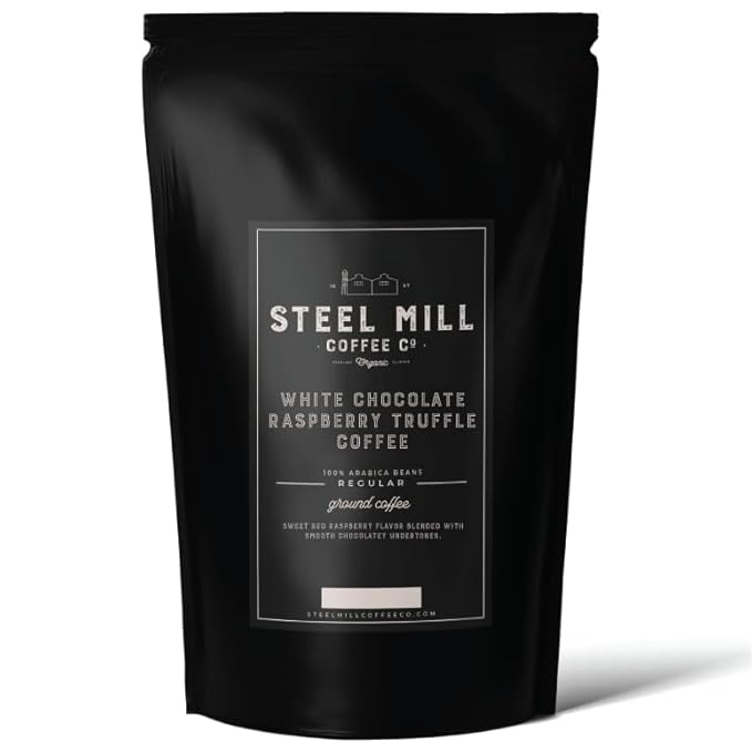 Steel Mill Coffee Co. White Chocolate Raspberry Truffle Flavored Coffee - 2 LB Ground Medium Roast 100% Arabica Vegan Gluten-Free Sugar-Free