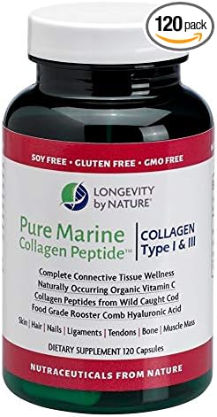 Longevity by Nature Marine Collagen Peptides Type I &amp III – Skin Hair &amp Nail Support Supplement for Women and Men