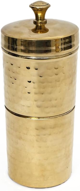 NATRIEL Traditional Brass Filter Coffee Maker Brass South Indian Drip Sytle Decoction Liquid Maker Coffee Filter Vessel Utensil Kumbakonam Degree Coffee Filter For Home (Option-01)
